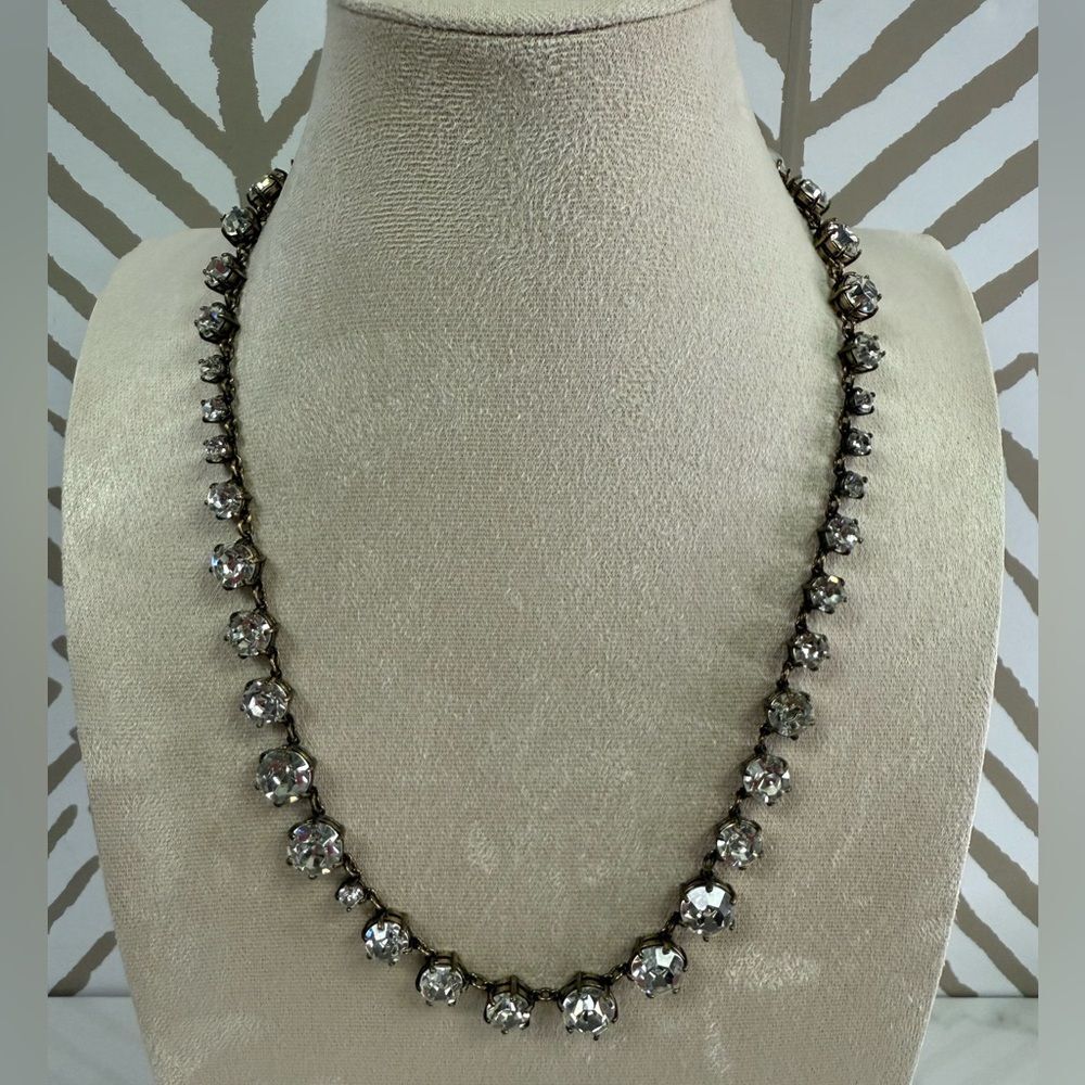 J Crew Clear Crystal & Antique Brass Statement Necklace